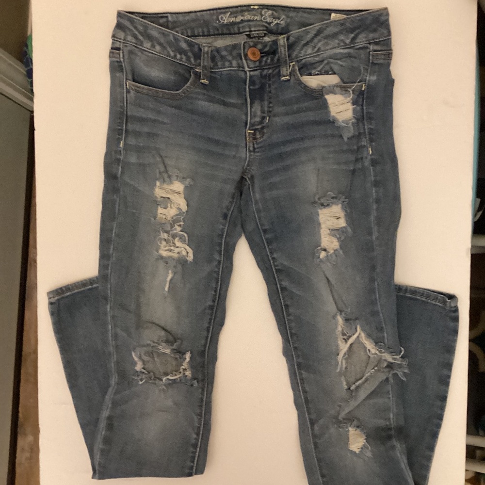 American Eagle Distressed Stretch Jegging Jeggings Size 6 Long